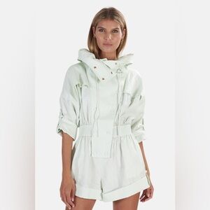 ZIMMERMANN GLASSY ROLLED PLAYSUIT - SEAFOAM